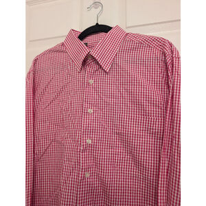 Men's Paul Stuart Pink White Gingham Dress Button Up Shirt XL Easter Spring